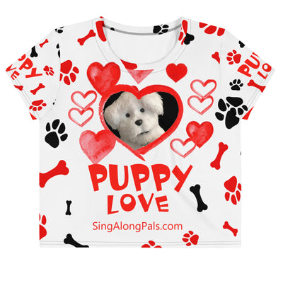 PUPPY LOVE All-Over Print Crop Tee