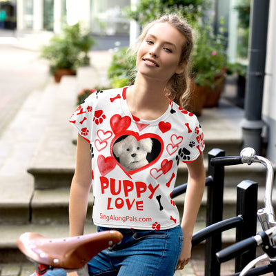 PUPPY LOVE All-Over Print Crop Tee