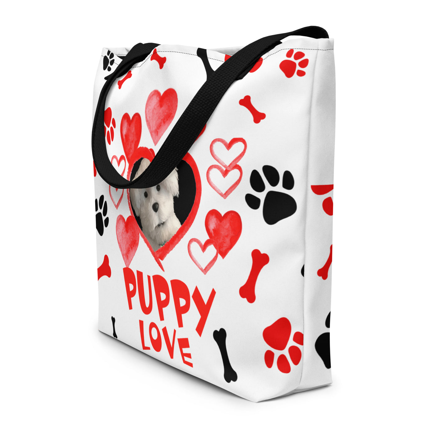 PUPPY LOVE All-Over Print Large Tote Bag