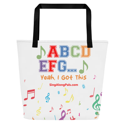 A B C D E F G All-Over Print Large Tote Bag