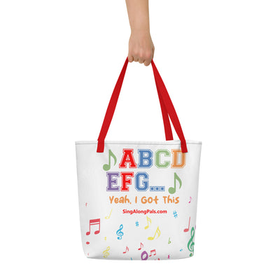 A B C D E F G All-Over Print Large Tote Bag