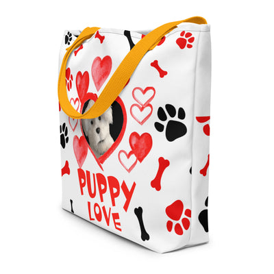 PUPPY LOVE All-Over Print Large Tote Bag