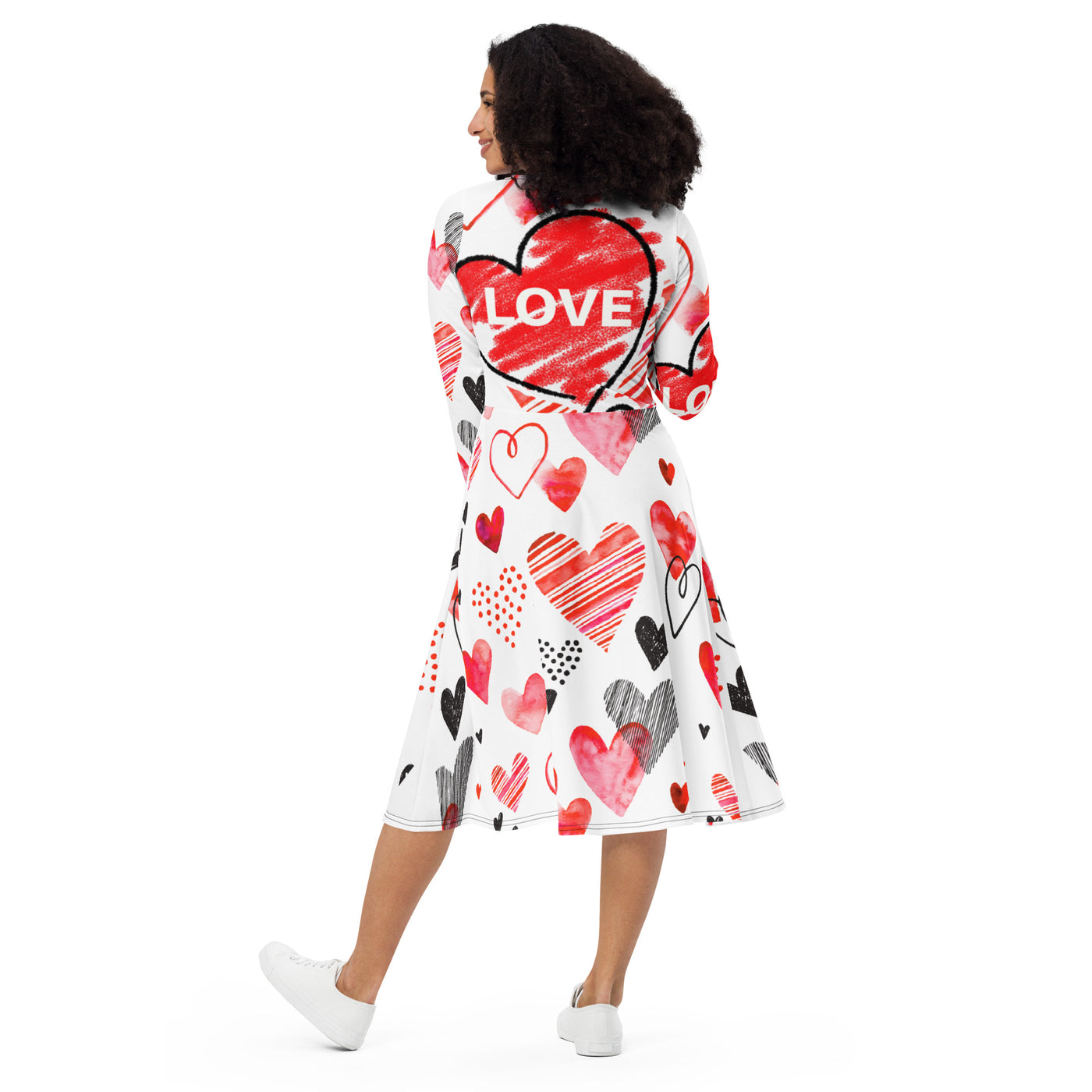 YOURE GONNA LOVE ME All-over print long sleeve midi dress