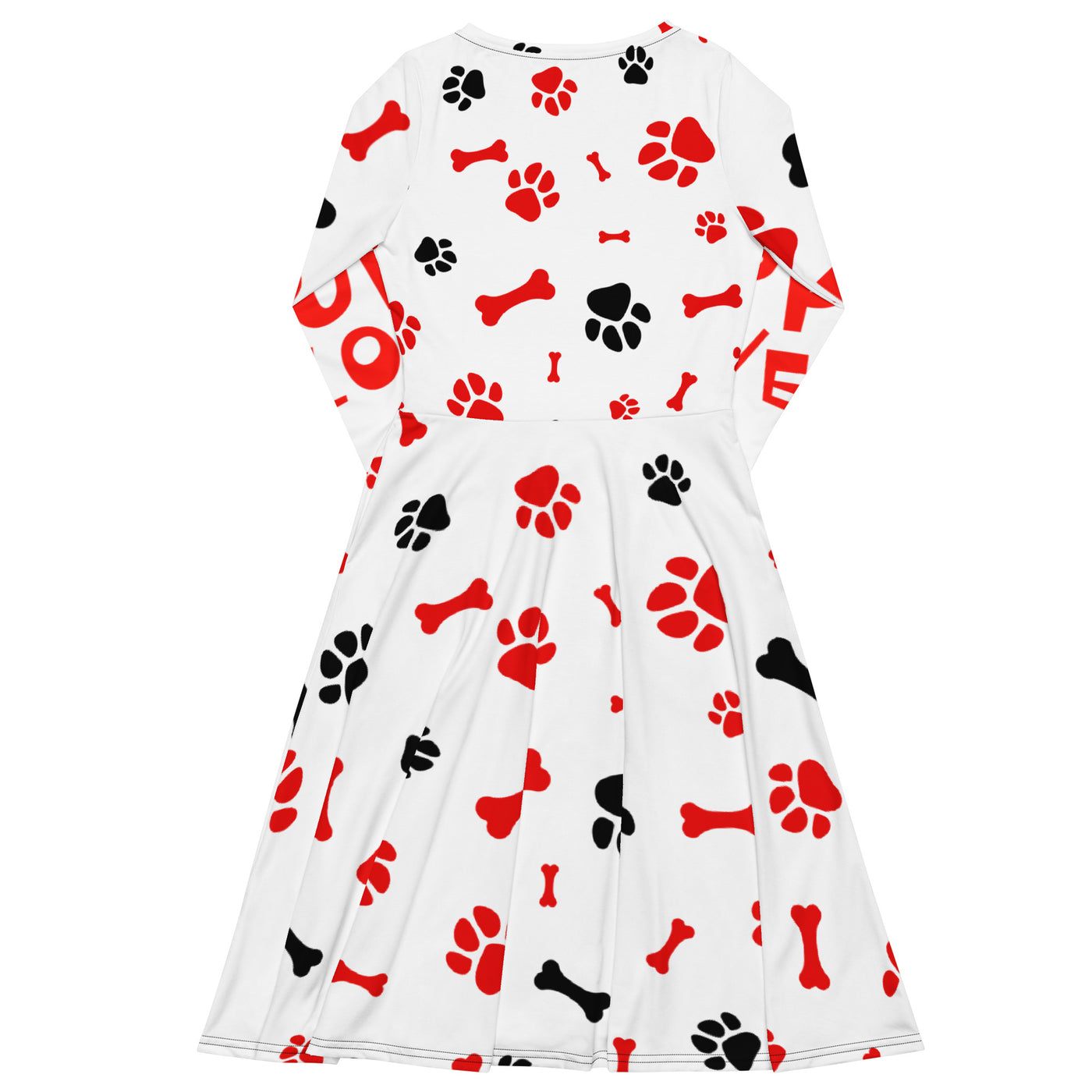 PUPPY LOVE All-over print long sleeve midi dress