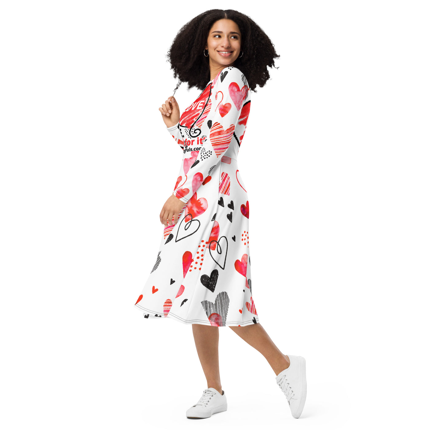 YOURE GONNA LOVE ME All-over print long sleeve midi dress