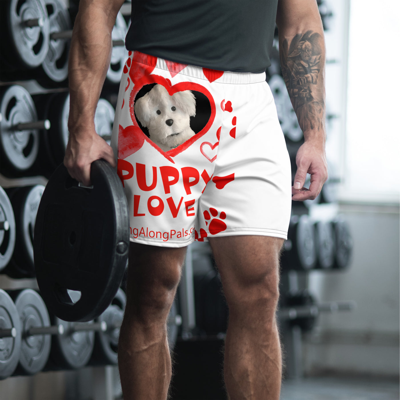 PUPPY LOVE Men's Athletic Long Shorts