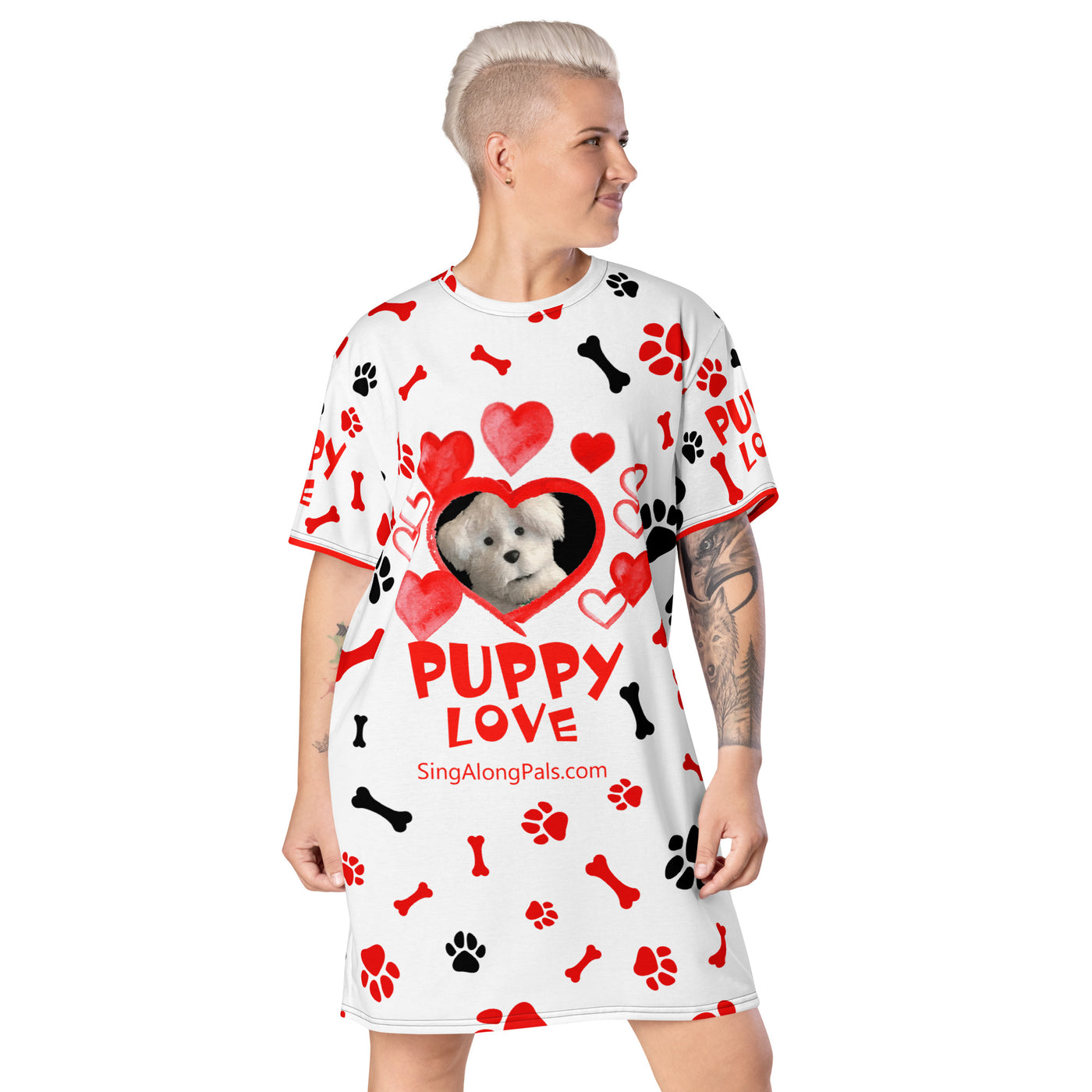 PUPPY LOVE T-shirt dress