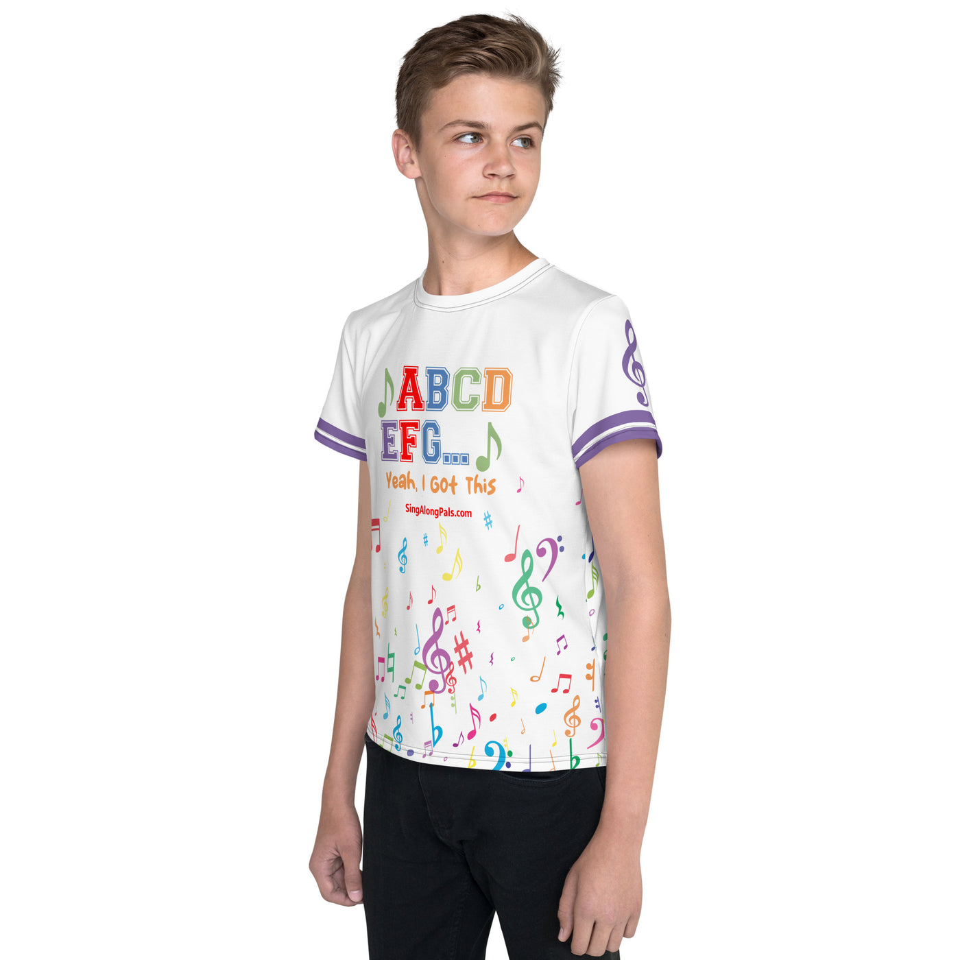 A B C D E F G Youth crew neck t-shirt - SingAlong Pals