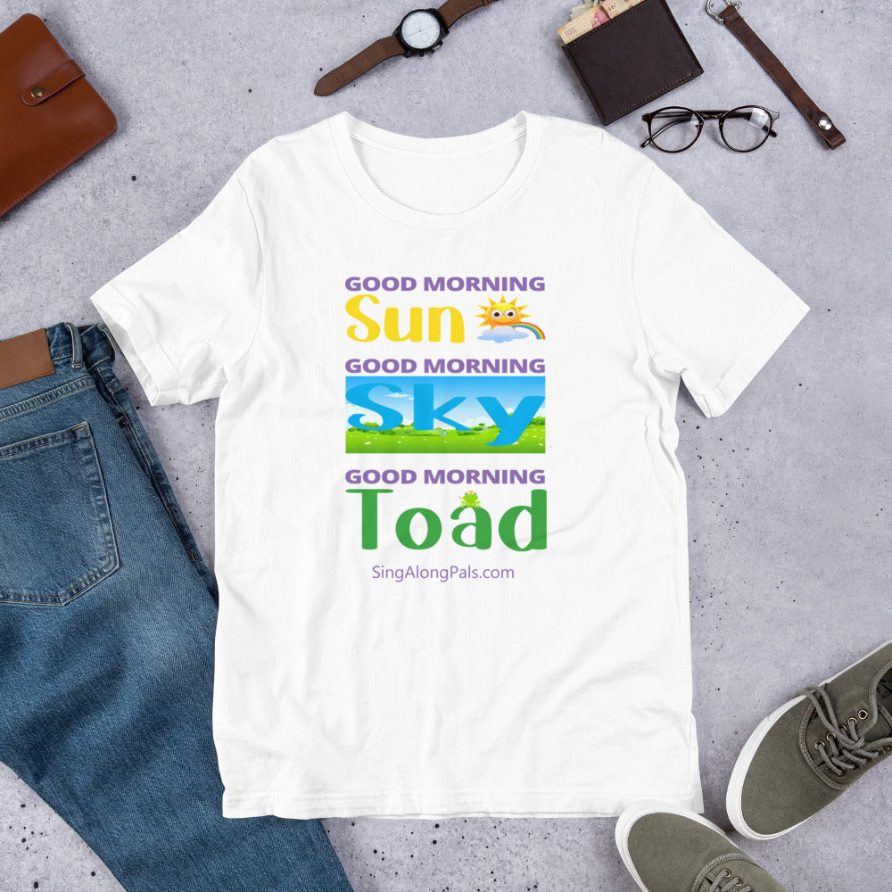 Sun - Sky - Toad.. Unisex Staple Tee - Adults, Sun - sky - toad - SingAlong Pals