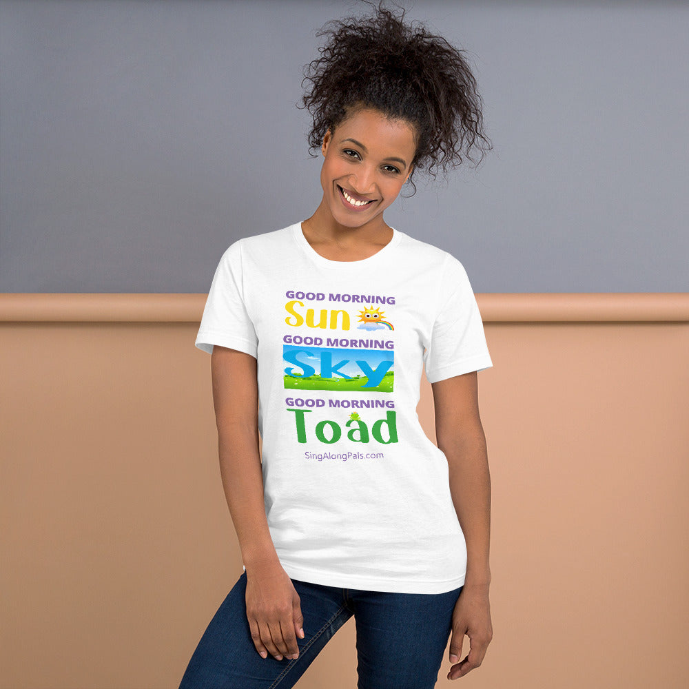 Sun - Sky - Toad.. Unisex Staple Tee - Adults, Sun - sky - toad - SingAlong Pals